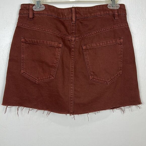 Free People We The Free Maroon Red Zip Up Denim Skirt Size 27 - Picture 3 of 8